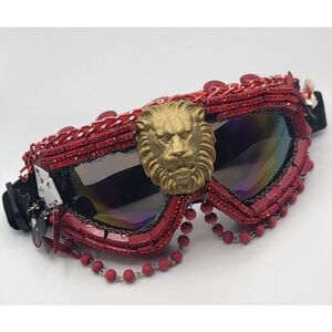 Hand Made Burning Man Goggles Vegas Red Glam